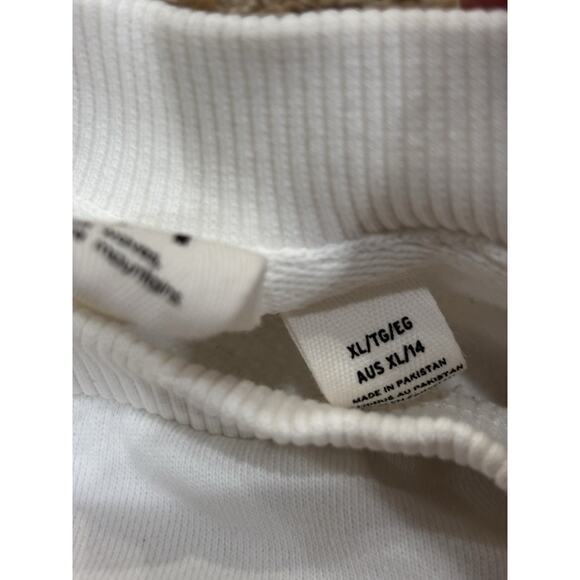 Roxy Stay Salty White Sweatshirt Abstract Rainbow Stripes Drawstring Hem XL Crew - Picture 6 of 7